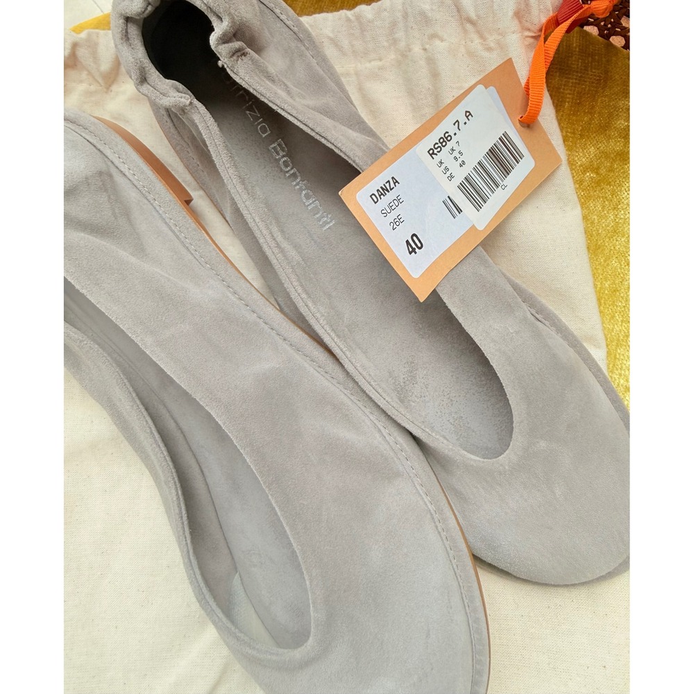 NWT Patrizia Bonfanti Danza Suede Ballet Flats Gray EU 40 US 9.5 Italy